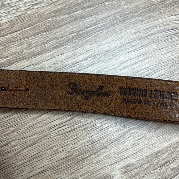 Vintage Garaglias Italian Belt Cognac Brown Genuine Leather Silver Tone Chain 30 - Picture 7 of 12